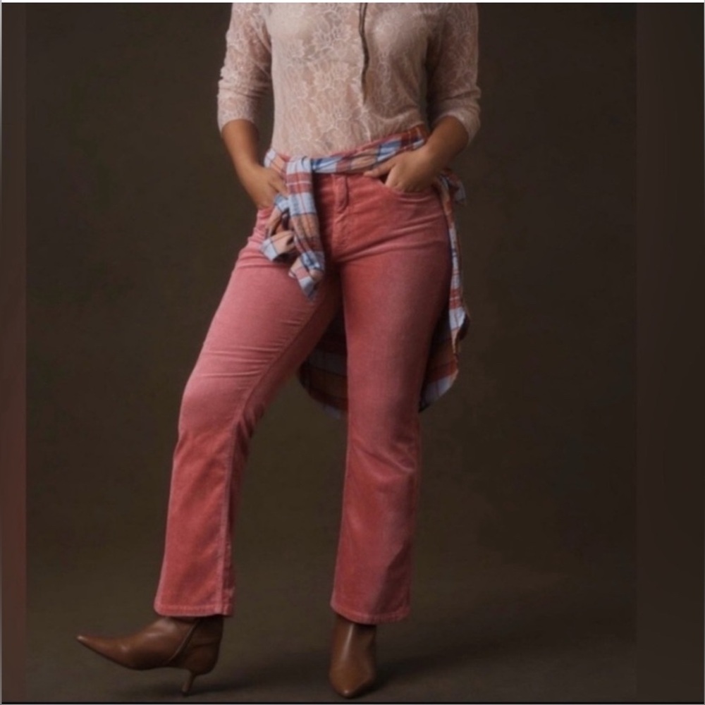 Anthropologie Pilcro The Yaya Mid-Rise Corduroy‎ Crop Pants Color Pink/Rose 29